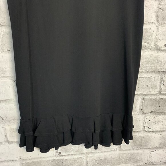 Vintage Saks Fifth Avenue Collection Black Jersey Knit Ruffle Knee Length Skirt - Picture 3 of 12